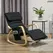 HOMCOM Rocking Lounge Chair Recliner Relaxation Lounging Relaxing Seat with Adjustable Footrest, Side Pocket and Pillow, Black - 1
