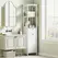 HOMCOM Tall Bathroom Cabinet, with Laundry Basket - White - 1