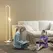 HOMCOM LED Floor Lamp, Dimmable Floor Standing Lamp with Glass Night Light, Foot Switch for Living Room, Bedroom, Office, White - 1