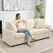 HOMCOM Modern 3 Seater Sofa with Spring Cushion, 212 cm Fabric Jumbo Cord Sofa Couch with 2 Scatter Cushions, Upholstered Corduroy Settee for Living Room, Bedroom, Home Office, Cream White - 1