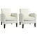 HOMCOM 2 Pieces Modern Armchairs with Rubber Wood Legs, Upholstered Accent Chairs, Single Sofa for Living Room, Bedroom, Cream White - 1