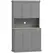 HOMCOM 180cm Freestanding Kitchen Cabinet, Modern Storage Cupboard with Open Countertop, Drawer and 6 Doors, Grey - 1