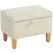 HOMCOM 16L Linen Storage Ottoman Padded Footstool with Rubberwood Legs for Storage Box, Bed End, Shoe Bench, Seating, Beige - 1