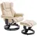 HOMCOM 360° Swivel Recliner Chair with Footstool, PU Leather Manual Recliner Armchair with Footstool, Solid Wood Base, Upholstered Reclining Chair for Living Room, Bedroom, Office, Cream - 1