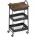 HOMCOM 3-Tier Kitchen Storage Trolley with on Wheels Cover Top Board - Rustic Brown and Black - 1