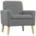 HOMCOM Armchair, Upholstered Accent Chair with Wood Legs and Wide Padded Seat, Teddy Occasional Chair, Grey - 1