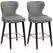HOMCOM Bar Stools Set of 2, PU Leather Barstools with Back, Footrest and Wood Legs for Kitchen, Counter, Breakfast Bar, Grey - 1