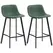 HOMCOM Bar Stools Set of 2, PU Leather Dining Stools with Backrest, Footrest, for Kitchen, Counter, Breakfast Bar, Green - 1