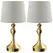 HOMCOM Bedside Lamps Set of 2, Modern Table Lamps with 3 Colour Temperatures, USB A+C Charging Ports and Linen Shade for Living Room Bedroom Office, Gold Tone - 1