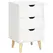 HOMCOM Bedside Table, Bedside Cabinet with 3 Drawers, Side End Table with Pine Wood Legs for Bedroom Living Room, White - 1