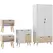 HOMCOM Bedroom Furniture Set, Wardrobe with Hanging Rail, Bedside Table, Floor Cabinet with Storage, Nature Wood Finish and White - 1