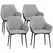 HOMCOM Dining Chairs Set of 4, Upholstered Linen Fabric Kitchen Chairs with Metal Legs for Living Room Dining Room, Light Grey - 1
