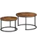 HOMCOM Coffee Table Set of 2, Round Nest of Tables with Metal Frame, Modern Side Tables for Living Room, Rustic Brown - 1