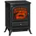HOMCOM Freestanding Electric Fireplace Indoor Heater Glass View Log Wood Burning Effect Flame Portable Fireplace Stove 950/1850W Black - 1