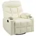 HOMCOM Manual Reclining Chair, Recliner Armchair with Swivel, Faux Leather, Footrest, Cup Holders, 86x93x102cm, Cream - 1