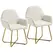 HOMCOM Modern Arm Chair Set of 2 Upholstered Accent Chair with Metal Base for Living Room Cream White - 1
