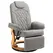HOMCOM PU Recliner Chair with Footrest, Headrest, Round Wooden Base, Lounge Reading Armchair for Living Room, Bedroom and Office, Grey - 1