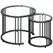 HOMCOM Round Coffee Tables Set of 2, Nesting Tables with Tempered Glass Top and Steel Frame, Black - 1
