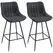 HOMCOM Set of 2 PU Leather Swivel Bar Stools - Black - 1
