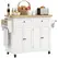 HOMCOM Rolling Kitchen Island Storage Trolley with Rubber Wood Top & Drawers for Dining Room, Cream White - 1