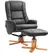 HOMCOM Rocking Recliner Chair with Footstool, PU Leather Recliner Armchair with Wood Base, Upholstered Reclining Chair for Living Room Bedroom, Black - 1
