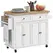 HOMCOM Rolling Kitchen Island Storage Trolley with Rubber Wood Top & Drawers for Dining Room, White - 1