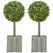 HOMCOM Set of 2 Decorative Artificial Plants, 50cm Faux Boxwood Topiary Balls with Woven Plastic Pot and Pebbles, Fake Plants for Home or Office Decor, Green - 1