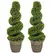 HOMCOM Set of 2 Artificial Plants, Topiary Spiral Boxwood Trees with Pot, for Home Indoor Outdoor Decor, 90cm - 1