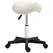 HOMCOM Saddle Stool, PU Leather Adjustable Rolling Salon Chair with Steel Frame for Massage, Spa, Beauty and Tattoo, White - 1