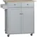 HOMCOM Rolling Kitchen Island on Wheels, Utility Serving Cart with Rubber Wood Top, Towel Rack, Hooks and Storage Drawers, Grey - 1