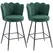 HOMCOM Set of Two Velvet-Feel Lotus Bar Stools - Dark Green - 1