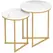 HOMCOM Set of Two Marble-Effect Nest of Tables - White/Gold-Tone - 1
