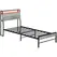 HOMCOM Single Steel Bed Frame, with LED Lights and Shelf - Grey - 1