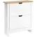 HOMCOM Slim Shoe Cabinet, Narrow Shoe Cupboard with 2 Flip Drawers, Adjustable Shelves for 12 Pairs of Shoes, High Gloss White - 1