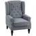HOMCOM Wingback Accent Chair, Retro Upholstered Button Tufted Occasional Chair for Living Room and Bedroom, Grey - 1