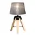 HOMCOM Wooden Tripod Table Lamp for Side, Desk or End Table with E27 Bulb Base（Grey Shade） - 1
