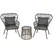 Outsunny 3 Pieces Rattan Bistro Set, Wicker Garden Furniture Set with Cushions, Glass Top Coffee Table and Chairs for Outdoor, Patio, Balcony, Grey - 1