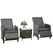 Outsunny 3 Pieces Rattan Bistro Set Balcony Furniture with Cushions, Storage Function - Dark Grey - 1
