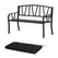 Outsunny 2-Seater Garden Bench with Cushion, Metal Loveseat, Slatted Outdoor Park Chair with Decorative Backrest and Armrest, Black - 1