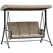 Outsunny 3 Seater Garden Swing Seat Outdoor Swing Chair with High Back Design, Steel Frame, Side Pouches, Adjustable Canopy, Brown - 1