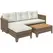 Outsunny 3 Pieces Rattan Garden Furniture Set, L Shaped Garden Conversation Chaise Lounge Furniture with Wood Top Coffee Table and Thick Cushions, Cream - 1