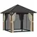 Outsunny 3 x 3(m) Hardtop Gazebo with Galvanised Steel Roof and Water Gutter, Waterproof Permanent Pavilion Garden Gazebo with Netting and Curtains for Patio, Deck, Walnut Wood Finish - 1