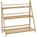 Outsunny 3-Tier Plant Stand, Plant Shelf Rack, Folding Bamboo Display Stand, 98x37x96.5cm, Natural - 1