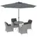 Outsunny 4 Seater Rattan Dining Set with Parasol & Cushions - Light Grey - 1