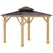 Outsunny 3x(3)M Outdoor Hardtop Gazebo Canopy with 2-Tier Roof and Solid Wood Frame, Outdoor Patio Shelter for Patio, Garden, Brown - 1