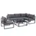 Outsunny 6 PCs Outdoor Indoor Sectional Corner Sofa Set Thick Padded Cushions Aluminium Frame 5 Seaters 1 Coffee Table Grey - 1