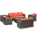 Outsunny 6 Pieces Rattan Garden Furniture Set, 7 Seater Wicker Outdoor Furniture Set with Storage Tea Table & Side Table, Sectional Garden Sofa Set with Cushions, Orange - 1