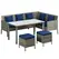 Outsunny 5 Pieces Rattan Garden Furniture Set with Dining Table, Cushions - Dark Blue - 1