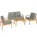 Outsunny 4-Piece Wooden Garden Furniture Set with Cushions - Teak - 1