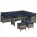 Outsunny 7-Seater Patio wicker Sofa Set Rattan Chair Furniture w/ Glass & Cushioned, Dark Blue - 1